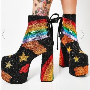 Rainbow Glitter Platform Boots SOLD OUT NWOT